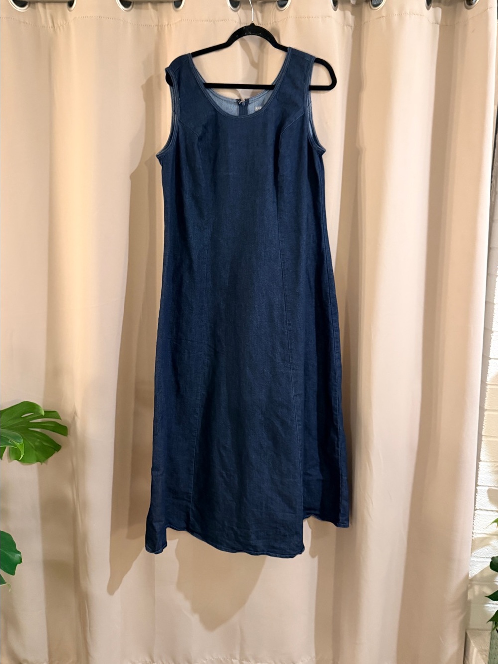 Jessica London  Navy Blue Linen Blend Midi Dress